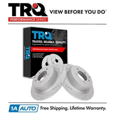 TRQ Performance Rear Drilled Slotted Coated Brake Rotor Set for Chrysler Dodge
