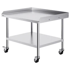 30x36x30in 3-Sided Backsplash Stainless Steel Work Table with 4 Wheels