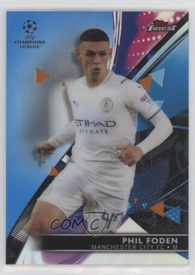 2021 Topps Finest UEFA Champions League Blue Refractor 81/150 Phil Foden #3 7s2