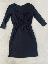 Boden Womens Size 4 Regular Faux Wrap Black Jersey Dress