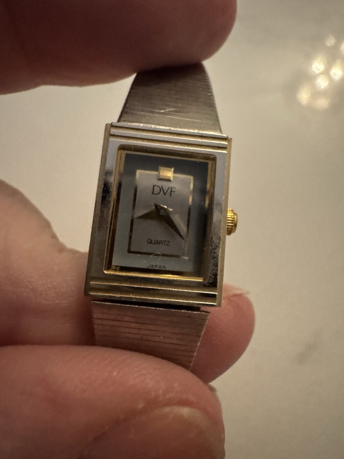 DVF Quartz Rectangular Wristwatch Silver Gold Ana… - image 2