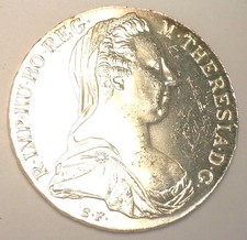 1945- Austria Austrian One 1 Taler Maria Theresa Eagle Silver Coin XF