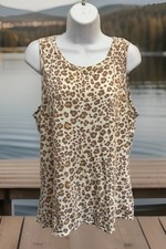 DOLAN x Anthropologie Made In USA Shirt Top Sz L Lucy Leopard Tank Split Back