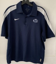 Penn State Polo Shirt Size M Swoosh Patch Dri Fit PSU Logo Authentic