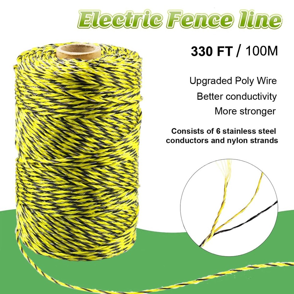 330 Feet Electric Fence Polywire, 100 Meters 1/8