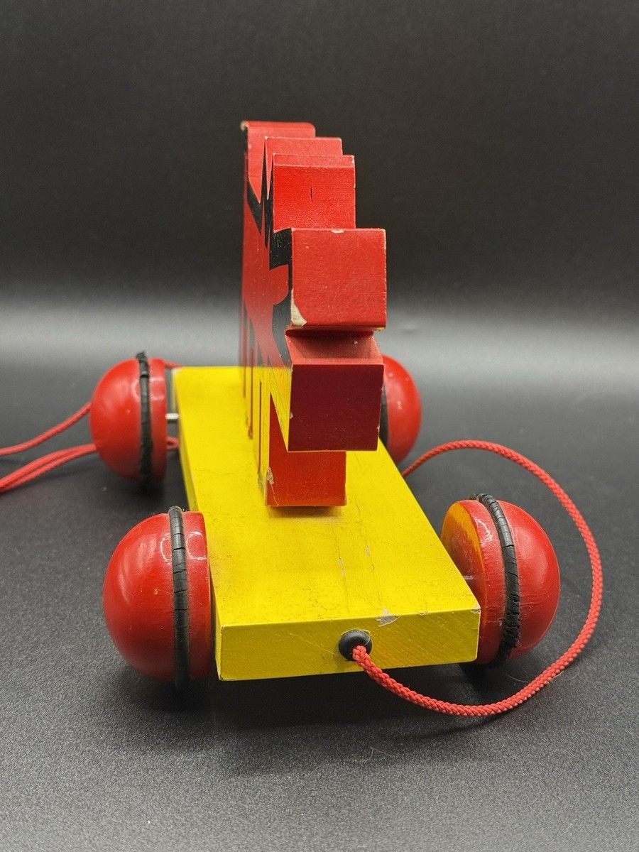 Vintage 1992 Keith Haring Barking Dog Wooden Pull Toy Vilac Made