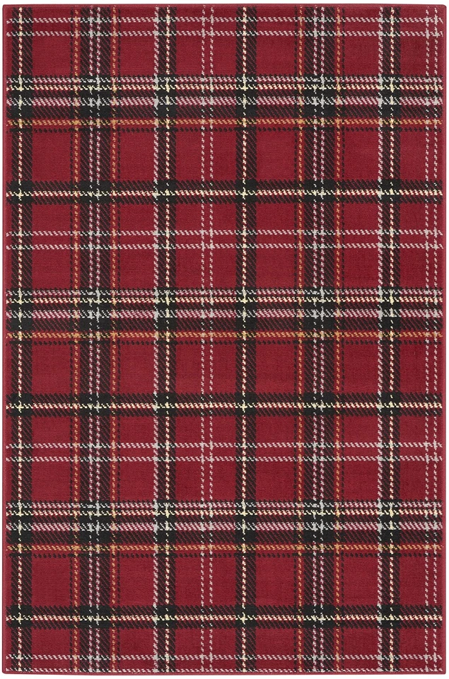 Alfombra Home Grafix roja de 3'9'' x 5'9'' moderna, a cuadros, dormitorio, sala de estar,... Foto 3 de 4