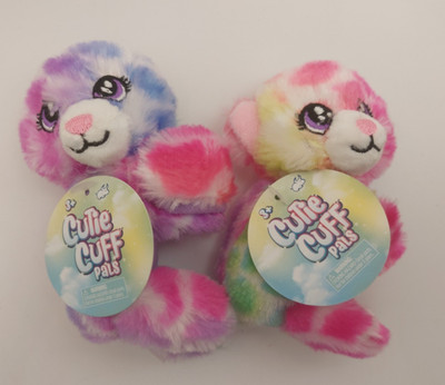 Lot of 2 Cutie Cuff Pals Plush Slap Band Bracelets NEW