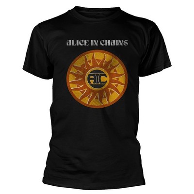Alice In Chains Circle Sun Vintage schwarzes T-Shirt NEU OFFIZIELL