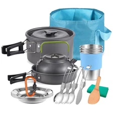 TOMSHOO 20pcs Outdoor Camping Cookware Set Stainless Steel Tableware X1