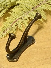Fancy Double Wall Hook Cast Iron Towel Coat Key Hanger Antique Bronze 4 inch
