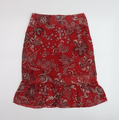 Equation Damen rot geometrisches Polyester A-Linie Rock Größe 10 Reißverschluss