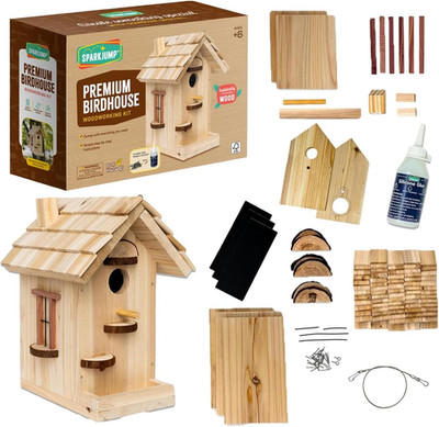 Sparkjump Premium Wooden Bird House Kit - Build It Yourself Birdhouse - Birdhous
