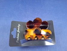 Vintage Y2K Faux Tortoise Shell Flower Hair Claw Medium 19-CD