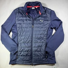 Puma PWRWARM Hybrid Jacket Men’s MED Navy Quilted Front Full Zip Golf Layer Warm