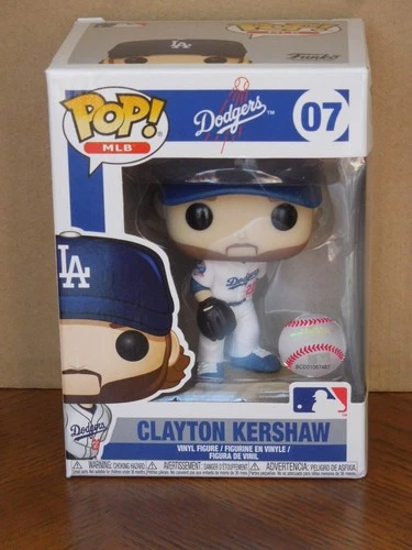 Pop! MLB Dodgers Clayton Kershaw (White Jersey) Vinyl Figure w/ Protector Case