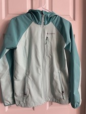 Columbia Hooded Windbreaker Jacket Women's Size S Two Toned Aqua Turquoise
