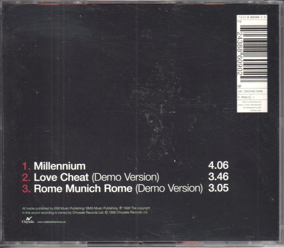 Robbie Williams Millennium CD UK Chrysalis 1998 Limitierte Auflage 3 Track CD - Bild 2 von 2