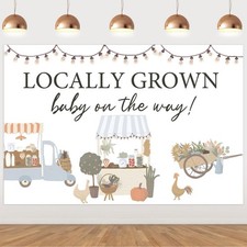 Locally Grown Baby Shower Backdrop, Farmers Market, Vegetable, Fruit Decor