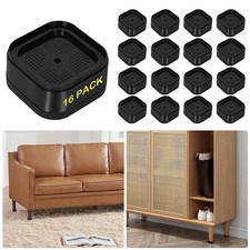 Furniture Risers Adjustable 1 Inch Heavy Duty Square Stackable Black 16 Pack