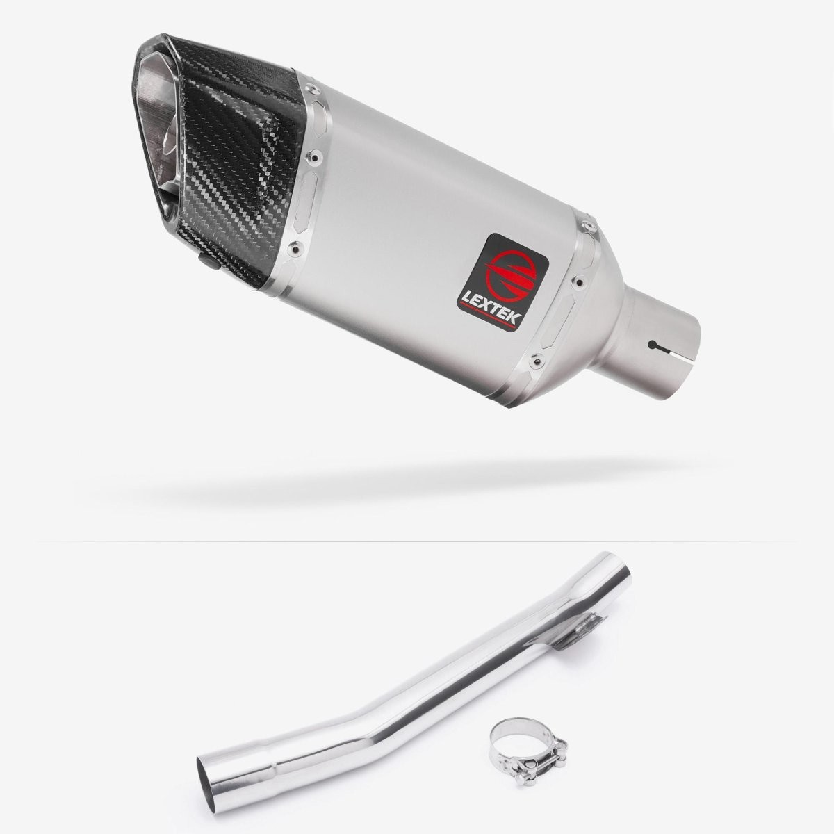 Lextek Stainless Steel SP5 Matt 200mm Exhaust with Link Pipe Silencer Chrome