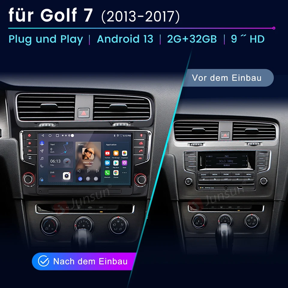 Für VW Golf VII 2012-2020 Apple Carplay Android14 Autoradio GPS Navi BT SWC DAB+ - Bild 3 von 4