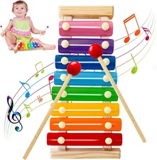 Wooden Xylophone for Kids Toddler 8 Keys Musical Toy w/ 2 Mallets Educational Gi