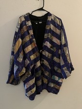 Vintage Blue Native Designs Patchwork Jacket Boho Size L