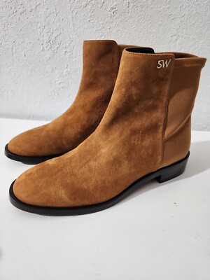 Stuart Weitzman Kye Brown Toffee Suede Ankle Bootie Boots Women s Size 7.5B