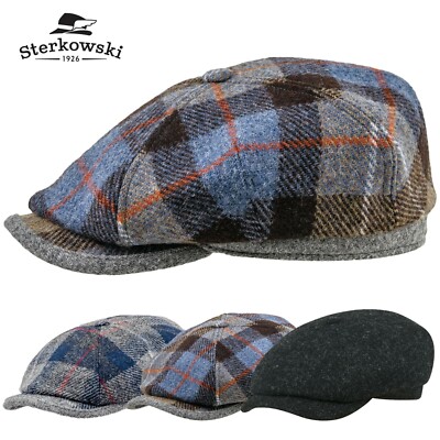 Sterkowski RAMBLER Harris Tweed Schiebermütze Vintage Retro Newsboy Tellermütze
