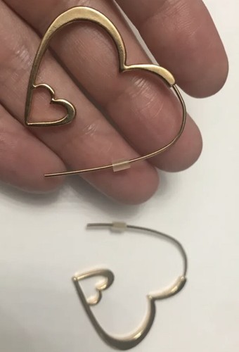 Kate Spade 14K Fill Gold Double Hoops Heart Earrings Large 40mm