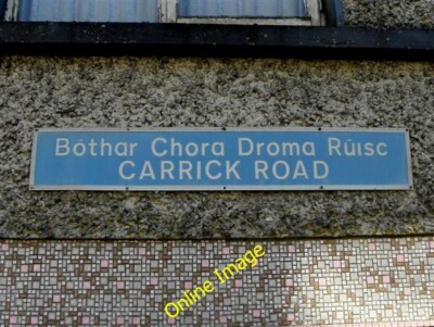 Photo 6x4 Bilingual street sign, Drumshanbo Droim Seanbho Pictured at Car c2013