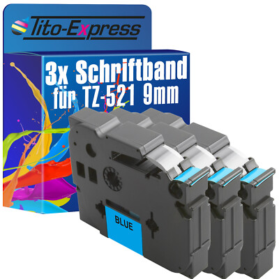3x Schriftband für Brother TZe-521 P-Touch 1000 1000 BTS 1000 F 1005 BTS 1005 F