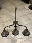 3 PC Vintage Tiffany Style Stained Glass  Pool Table Light Fixture