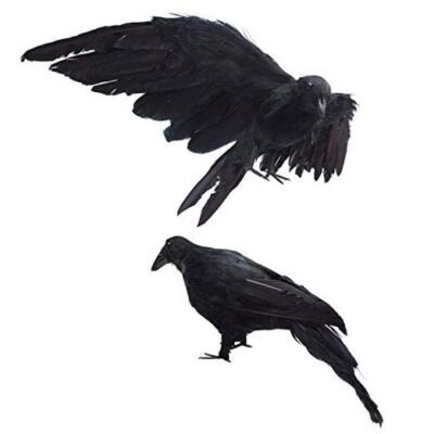 2-Pack Realistic Crows Lifesize Extra Large Handmade Black L (13in+12in)