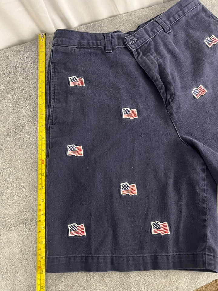 Pantalones Cortos Barry Bricken Para Hombre Talla 34 Bandera Americana Azul Bordado EE. UU. Foto 4 de 4