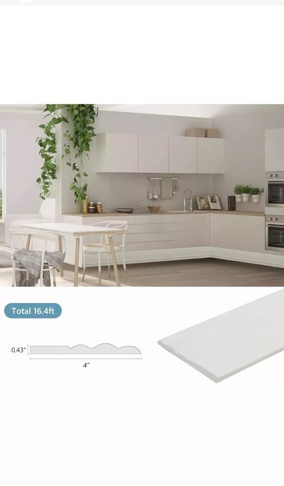 Flexible Wall Baseboard Moulding Trim, Peel and Stick Rubber Wall Base