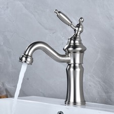 French Retro Bathroom Single Lever Hole Wash Basin Mixer Taps Copper Sink Faucet