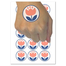 Scandinavian Bulbous Tulip Temporary Tattoo Water Resistant Fake Body Art Set