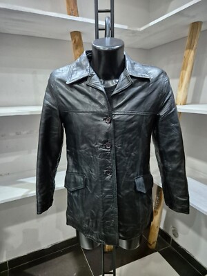 Frye Frau Jacke aus Echtem Leder Gebraucht Frau Schwarz TG Xs XYR517L