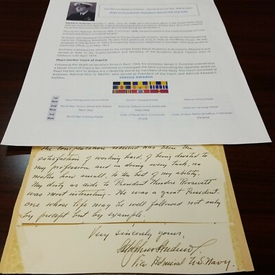 #ad Signed Navy Vice Admiral Spanish American amp; President Teddy Roosevelt War Aide $276.98
