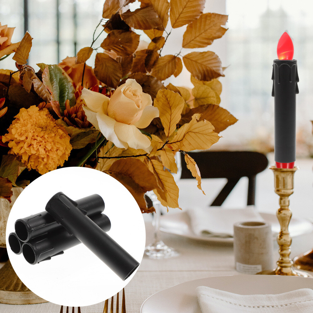 20 Black Plastic Chandelier Candle Socket Covers 4" E12 Candelabra Base