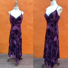 Vintage 1930s 1920s style bias cut Dress. Velvet Party Cocktail flapper pinup LG