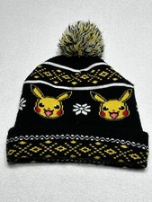 Pokemon Pikachu Beanie Winter Cuff Cap Size 4-14 Black Yellow Hat
