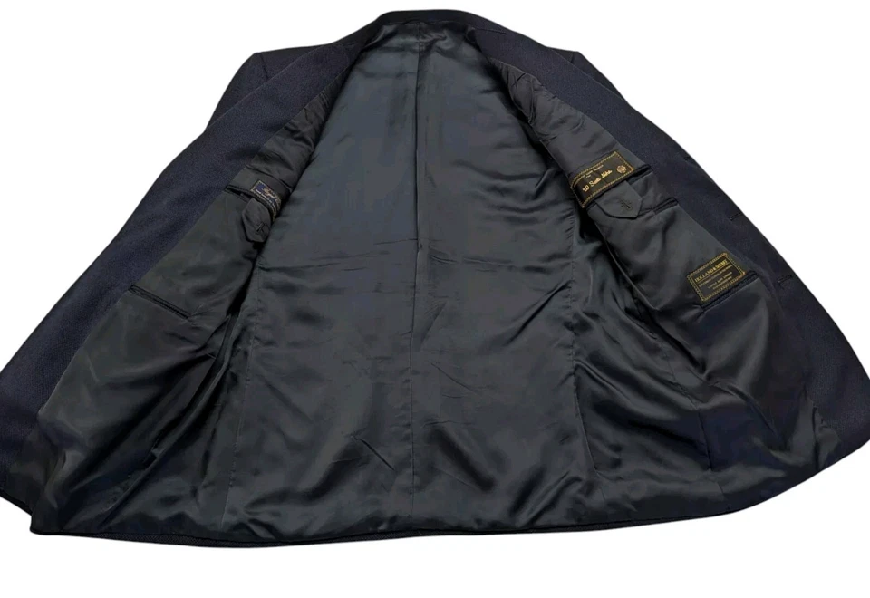Blazer Holland & Sherry Para Hombres Azul Marino 44L Lona Completa Puños Funcionales por Tom James Foto 4 de 4