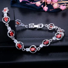 Silver Plated Cubic Zircon CZ Round Tennis Connected Bracelet for Women Fashion