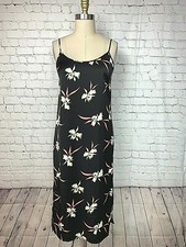 J Crew Women Midi Dress Kalalau Orchids Black Floral Slip Spaghetti NWT Size XXS