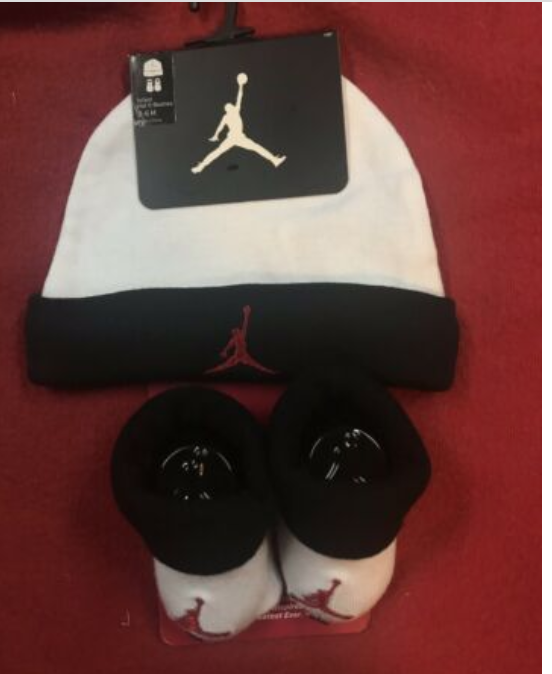 Nike Air Jordan Crib Booties Socks Beanie Hat Set Newborn Baby Boy Girl