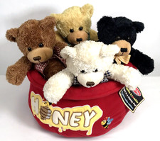 Melissa  Doug Bears in Honey Pot W/ Bees Stuffed Animal Plush Toy w/ Tags New