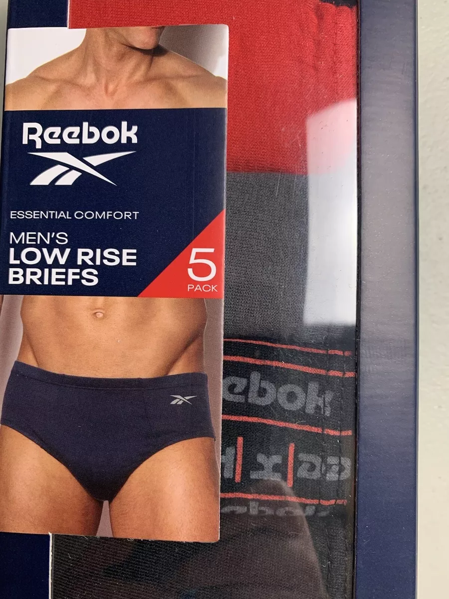 REEBOK men 5 Pk LOW RISE BRIEFS Underwear XL 40-42 Red Multi Color Tagless  New